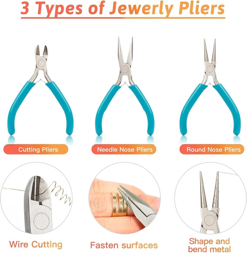 Giwaelro Jewelry Making Kit for Adults, Jewelry Making Supplies with Jewelry Making Tools, Jewelry Pliers, Jewelry Wires, Findings, Necklace Chains, Magnifier and Storage Bag (Blue) - Image 3